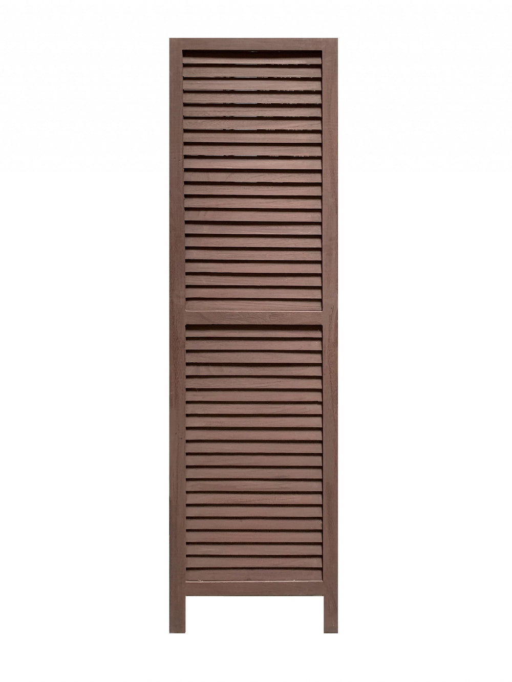 Homeroots Stylish Three Panel Washed Brown Shutter Divider Screen  Wood 415074