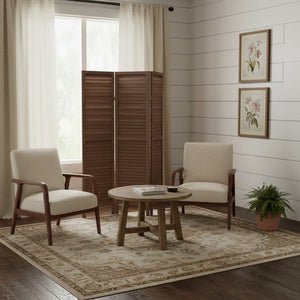 HomeRoots Stylish Three-Panel Washed Brown Wood Shutter Screen – Versatile Room Divider & Privacy Solution 415074