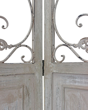 Homeroots Romantic Whitewashed Scroll Three Panel Room Divider Screen  Wood 415076