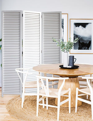 Homeroots White Louvered Three Panel Room Divider Screen  Wood 415077