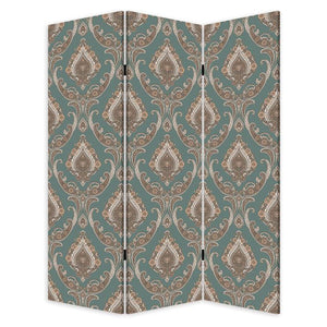 Homeroots Vintage Green Baroque Three Panel Room Divider Screen  Wood 415079