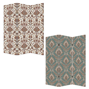 Homeroots Vintage Green Baroque Three Panel Room Divider Screen  Wood 415079