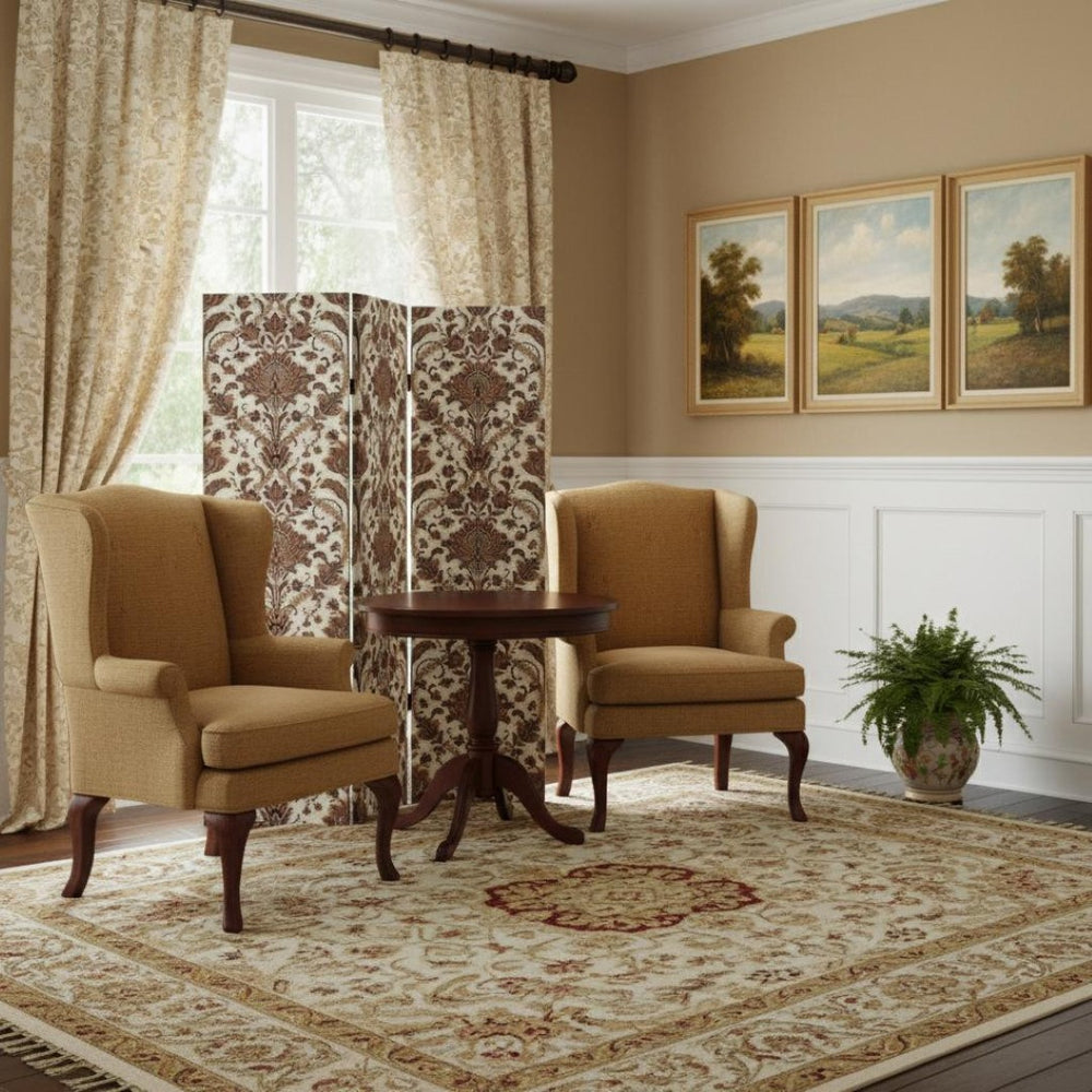 HomeRoots Vintage Three-Panel Room Divider Screen: Baroque Elegance for Versatile Home Décor & Privacy Solutions 415079