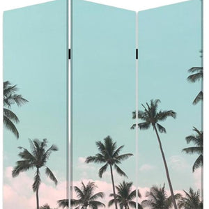 HomeRoots Tropical Palm Trees Room Divider Screen - Three-Panel Canvas Art for Privacy & Stylish Decor 415080