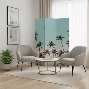 HomeRoots Tropical Palm Trees Room Divider Screen - Three-Panel Canvas Art for Privacy & Stylish Decor 415080