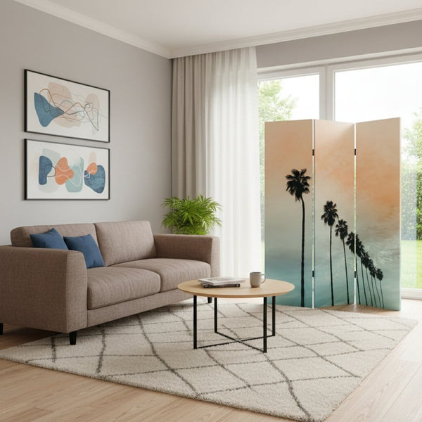 HomeRoots Tropical Palm Trees Room Divider Screen - Three-Panel Canvas Art for Privacy & Stylish Decor 415080