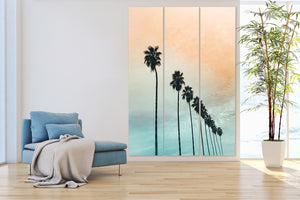 Homeroots Tropical Palm Trees Room Three Panel Divider Screen  Wood 415080