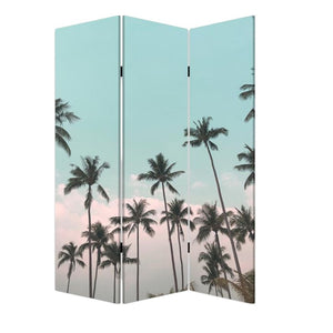 HomeRoots Tropical Palm Trees Room Divider Screen - Three-Panel Canvas Art for Privacy & Stylish Decor 415080