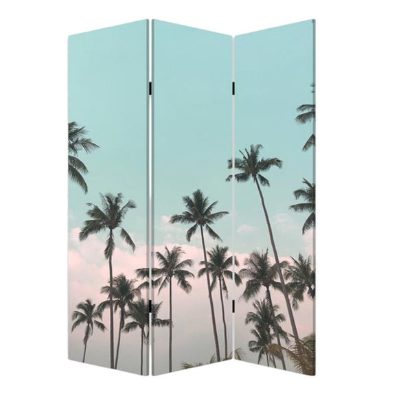 HomeRoots Tropical Palm Trees Room Divider Screen - Three-Panel Canvas Art for Privacy & Stylish Decor 415080