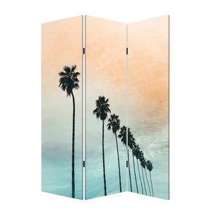 HomeRoots Tropical Palm Trees Room Divider Screen - Three-Panel Canvas Art for Privacy & Stylish Decor 415080