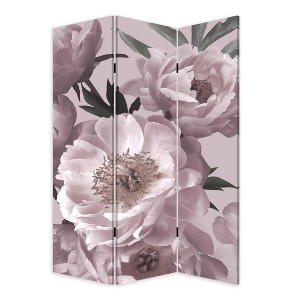 Homeroots Romantic Floral Three Panel Room Divider Screen  Wood 415081