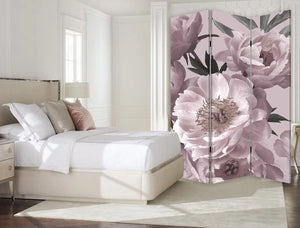 Homeroots Romantic Floral Three Panel Room Divider Screen  Wood 415081