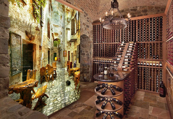 Homeroots Romantic European Street Three Panel Room Divider Screen  Wood 415083