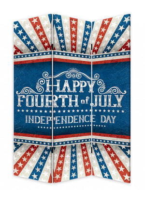 Homeroots Happy 4th Of July Three Panel Room Divider Screen  Wood 415084