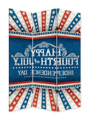 Homeroots Happy 4th Of July Three Panel Room Divider Screen  Wood 415084