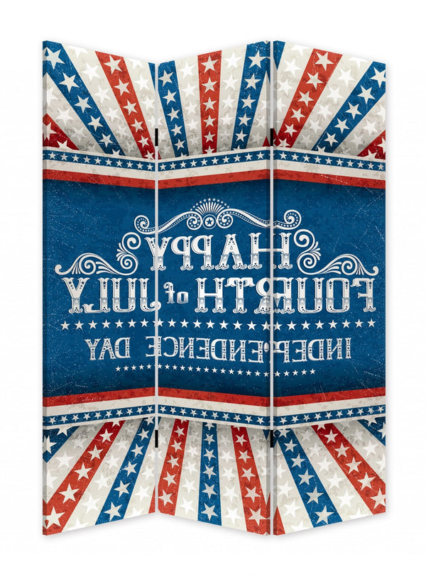 Homeroots Happy 4th Of July Three Panel Room Divider Screen  Wood 415084
