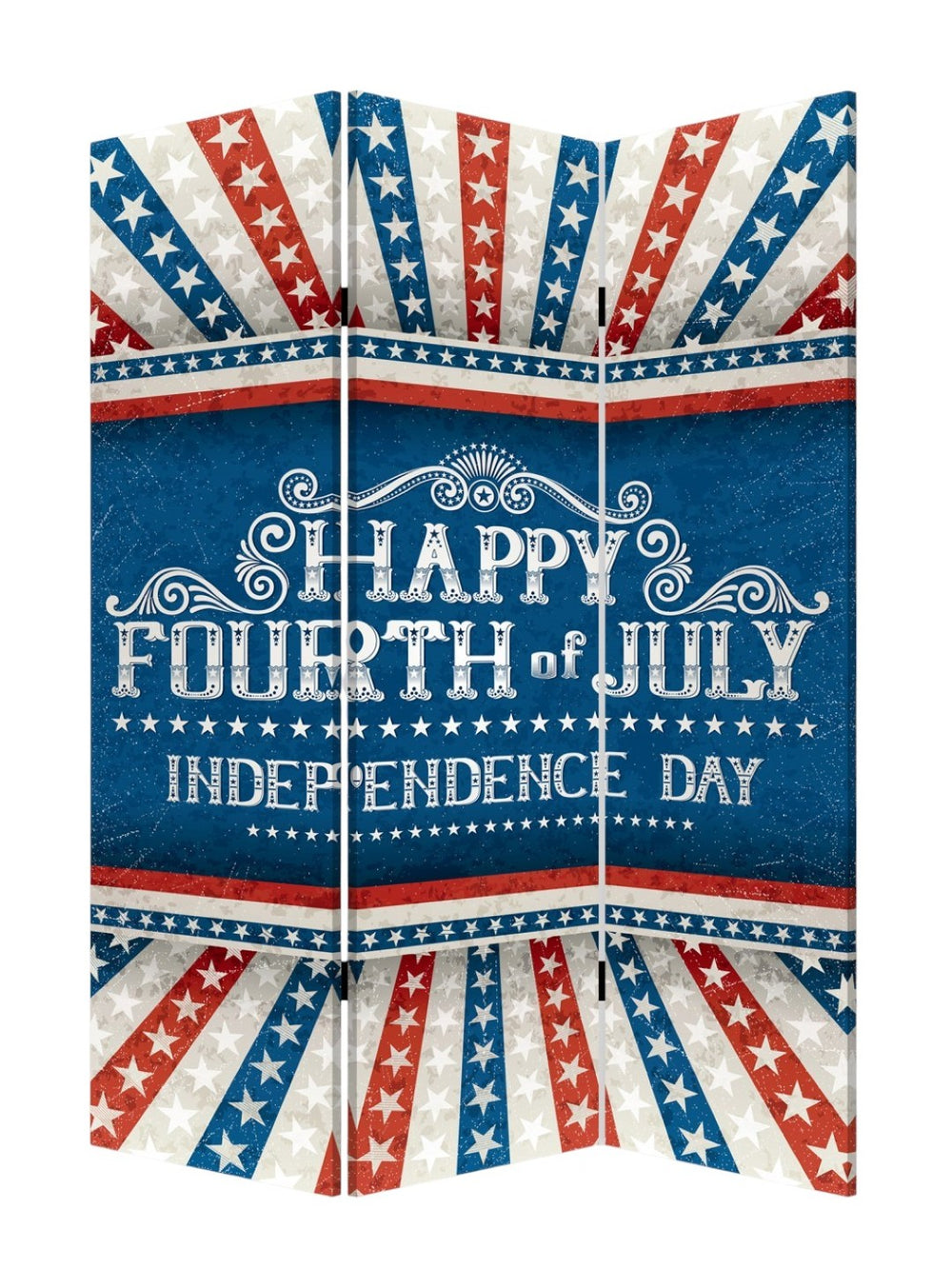 HomeRoots Happy 4th of July Three-Panel Room Divider Screen – Vibrant Patriotic Decor for Celebrations & Privacy 415084