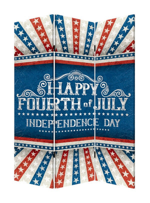 HomeRoots Happy 4th of July Three-Panel Room Divider Screen – Vibrant Patriotic Decor for Celebrations & Privacy 415084