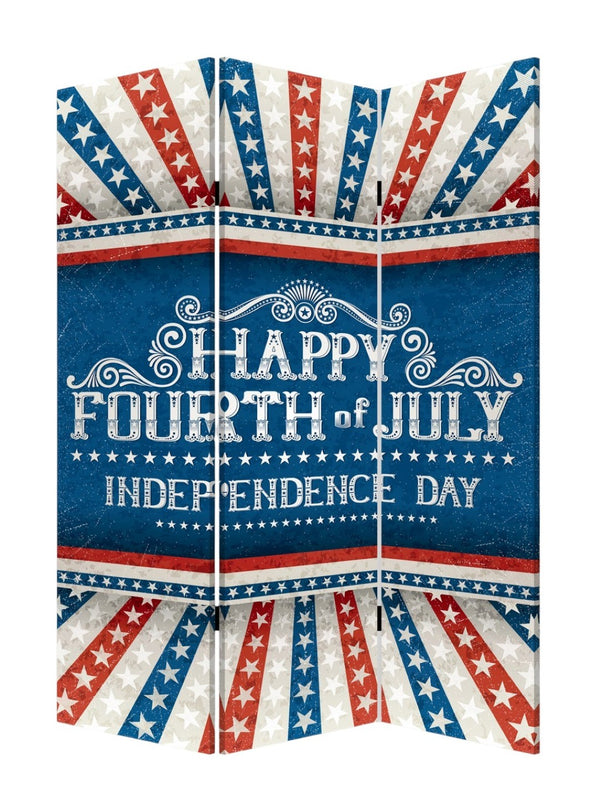 HomeRoots Happy 4th of July Three-Panel Room Divider Screen – Vibrant Patriotic Decor for Celebrations & Privacy 415084