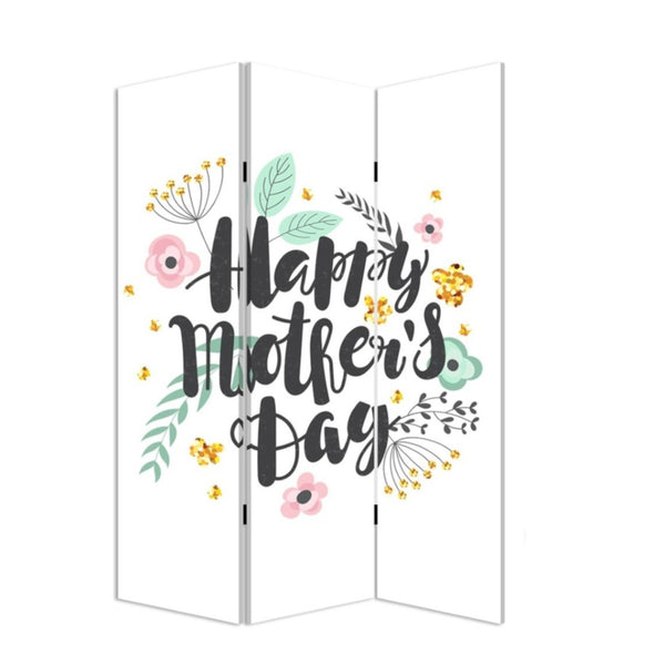 HomeRoots Sweet Floral Three-Panel Room Divider Screen - Beautiful Reversible Art for Mother's Day Decor & More! 415085