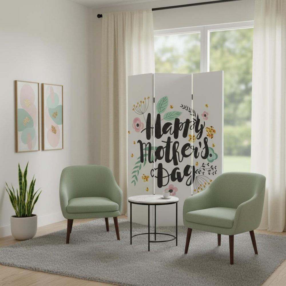 HomeRoots Sweet Floral Three-Panel Room Divider Screen - Beautiful Reversible Art for Mother's Day Decor & More! 415085