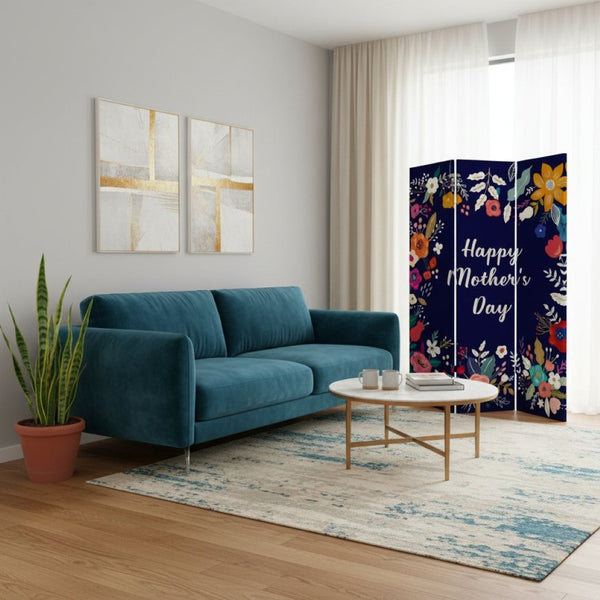 HomeRoots Sweet Floral Three-Panel Room Divider Screen - Beautiful Reversible Art for Mother's Day Decor & More! 415085