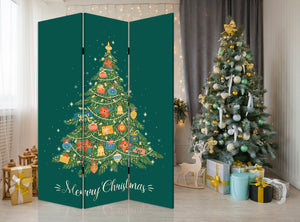 Homeroots Festive Merry Christmas Three Panel Room Divider Screen  Wood 415086