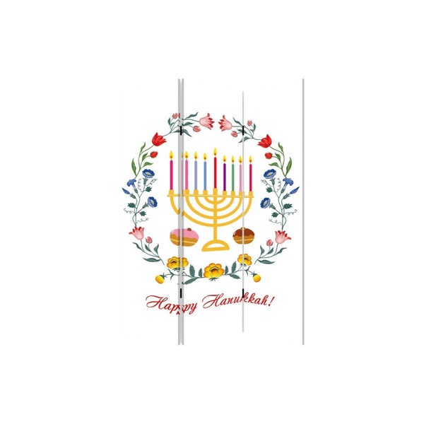 HomeRoots Celebratory Hanukkah Three-Panel Room Divider Screen - Festive, Reversible Design for Holiday Cheer 415087