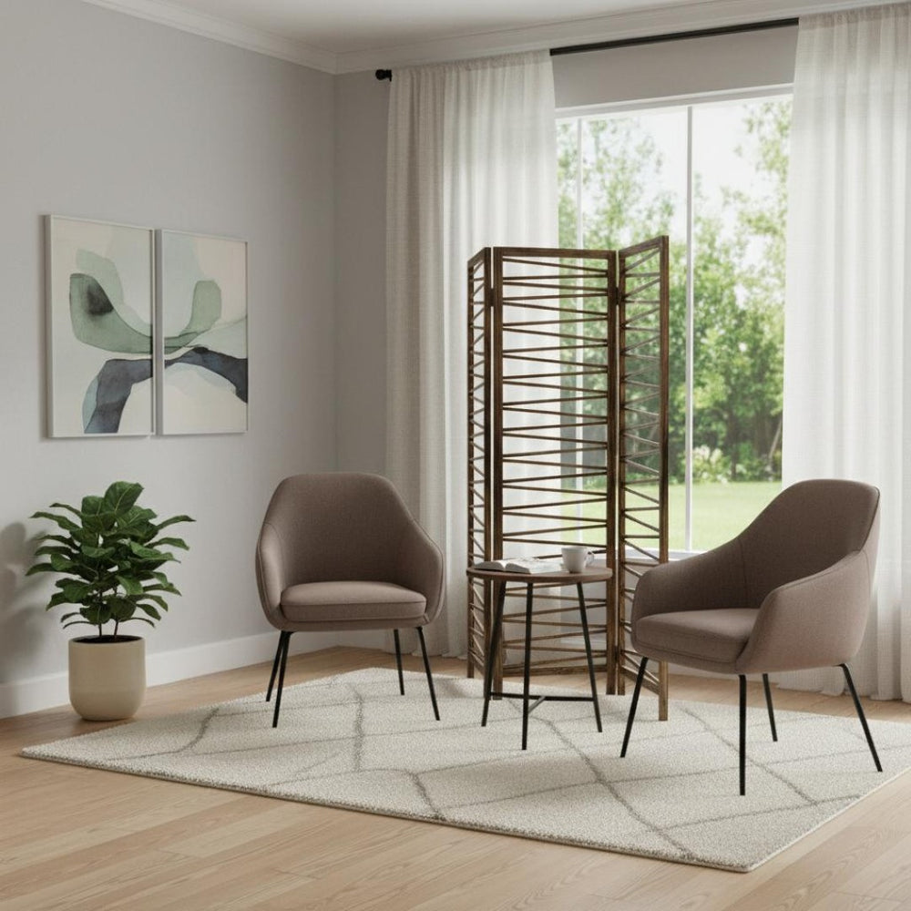 HomeRoots Rustic Geometric Three-Panel Wood Room Divider Screen – Stylish Privacy Solution for Modern Spaces 415088