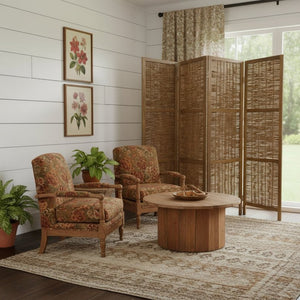 HomeRoots Brown Willow Four-Panel Room Divider Screen - Handcrafted, Lightweight, Versatile Privacy & Decor Accent 415089