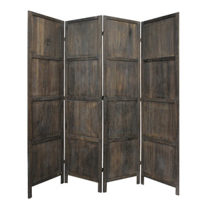 Homeroots 79" Brown Solid Wood Folding Four Panel Screen Room Divider  Wood 415090