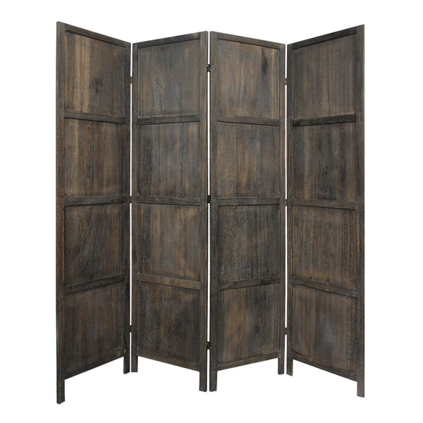 Homeroots 79" Brown Solid Wood Folding Four Panel Screen Room Divider  Wood 415090