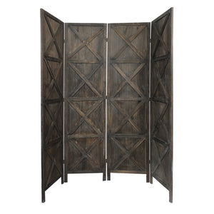 Homeroots 79" Brown Solid Wood Folding Four Panel Screen Room Divider  Wood 415090