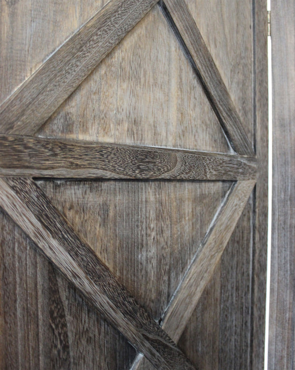 Homeroots 79" Brown Solid Wood Folding Four Panel Screen Room Divider  Wood 415090