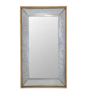 Homeroots 84" Gray Brown Metal And Wood Framed Leaning Accent Mirror  Wood ,Mirror 415092