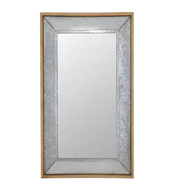 Homeroots 84" Gray Brown Metal And Wood Framed Leaning Accent Mirror  Wood ,Mirror 415092