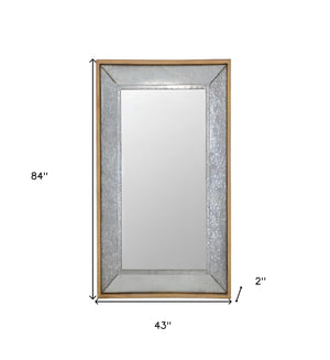 Homeroots 84" Gray Brown Metal And Wood Framed Leaning Accent Mirror  Wood ,Mirror 415092
