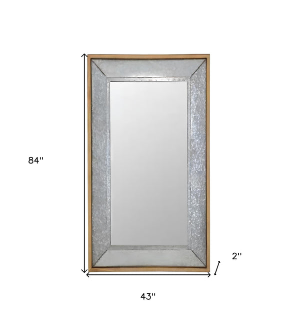 Homeroots 84" Gray Brown Metal And Wood Framed Leaning Accent Mirror  Wood ,Mirror 415092