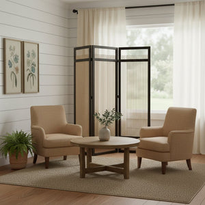 HomeRoots Light Rattan Three-Panel Room Divider Screen – Stylish, Multi-Purpose Privacy Solution for Home & Office 415093