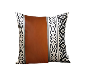 HomeRoots Set of Four 17" Geometric Brown, Black & White Throw Pillow Covers - Stylish, Durable & Modern Decor 415114