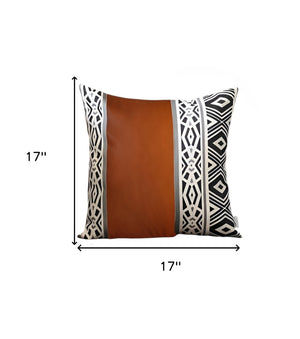 HomeRoots Set of Four 17" Geometric Brown, Black & White Throw Pillow Covers - Stylish, Durable & Modern Decor 415114