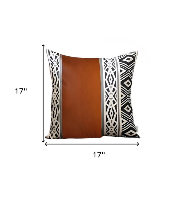 HomeRoots Set of Four 17" Geometric Brown, Black & White Throw Pillow Covers - Stylish, Durable & Modern Decor 415114