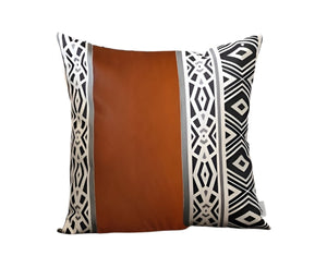 HomeRoots Set of Four 18" Geometric Fabric & Faux Leather Throw Pillows for Modern Home Décor & Comfort 415122