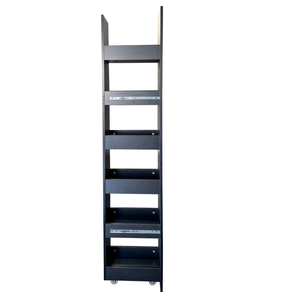 English Elm Black Slim Rolling Kitchen Cart Six Tier Pantry Organizer for Narrow Spaces W331P372820