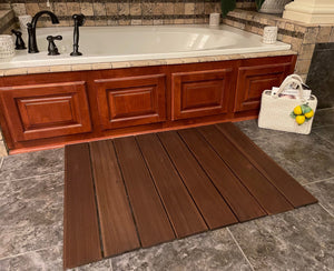 Homeroots Brown Non Slip Wood Plank Bath Floor Mat   415206