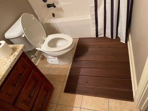 Homeroots Brown Non Slip Wood Plank Bath Floor Mat   415206