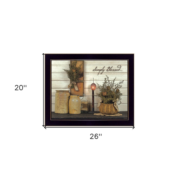 Homeroots Simply Blessed Black Framed Print Wall Art  Wood Product Paper Print Uv Coating 415274