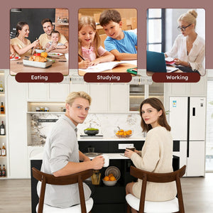 English Elm Kitchen Island Dining Set Marble Veneer Rotating Top Solid Wood Chairs Retro Modern White W2700S00120