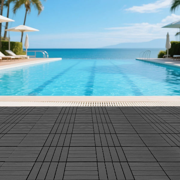 English Elm Plastic Interlocking Patio Tiles Waterproof Pp Grid Deck for Pool and Balcony 44 Pack W3022P251838