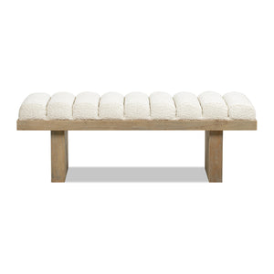 English Elm Jennifer Taylor Home - Bella 52" Upholstered Accent Bench Ivory White Boucle – Channel Tufted Modern Seat, 300lb Capacit B2719P292908